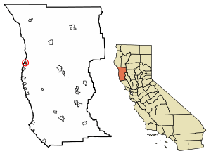 Location of Cleone in Mendocino County, California
