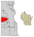 Milwaukee County Wisconsin Incorporated and Unincorporated areas West Allis Highlighted