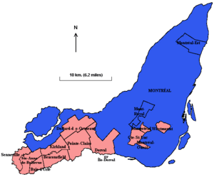 Montreal Island - English and French-speaking-majority Municipalities
