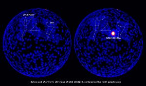 NASA's Fermi, Swift See 'Shockingly Bright' Burst (before and after labels)