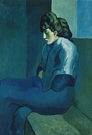 Pablo Picasso, 1902-03, Femme assise (Melancholy Woman), oil on canvas, 100 x 69.2 cm, The Detroit Museum of Art