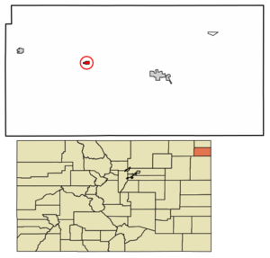 Location within Phillips County and Colorado
