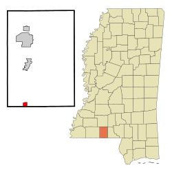 Location of Osyka, Mississippi
