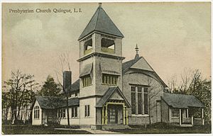 Postcard of the old Quiogue Presbyterian Church