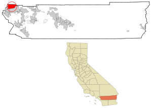 Location of Jurupa Valley in Riverside County, California.