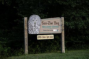 Sax-Zim Bog Welcome Center sign in Meadowlands, Minnesota
