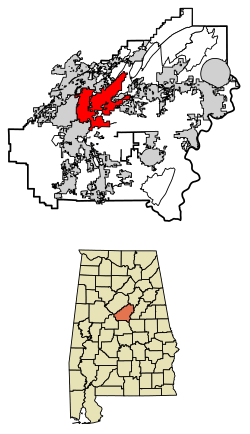 Location of Pelham in Shelby County, Alabama.