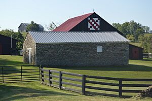 Stone Barn on Brushy Creek with surrounding barnyard