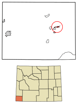 Location of Lyman in Uinta County, Wyoming.