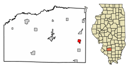 Location of Ashley in Washington County, Illinois.