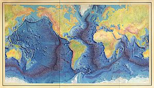 (Manuscript painting of Heezen-Tharp World ocean floor map by Berann)