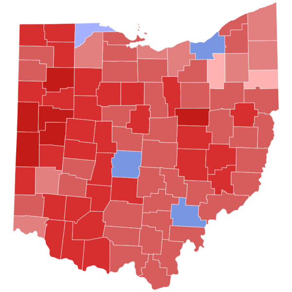 2016 United States Senate election in Ohio results map by county