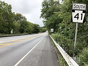 2022-09-07 13 27 14 View south along Pennsylvania State Route 41 (Gap Newport Pike) just south of Pennsylvania State Route 372 (Lower Valley Road) in Atglen, Chester County, Pennsylvania