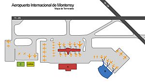 Aeropuerto de Monterrey Mapa de Terminales