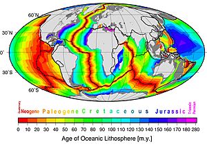 Age oceanic lithosphere, Muller et al., 2008