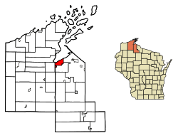 Location of Ashland in Ashland Countyand Bayfield County, Wisconsin