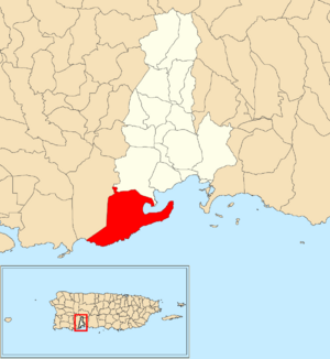 Location of Boca within the municipality of Guayanilla shown in red