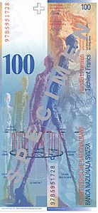 A banknote with image of sculpture of Giacometti
