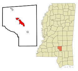 Location of Collins, Mississippi