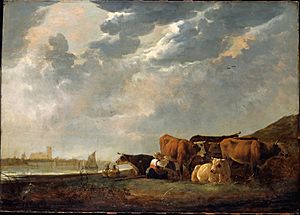 Cuyp, Aelbert - Cattle near the Maas, with Dordrecht in the distance - Google Art Project