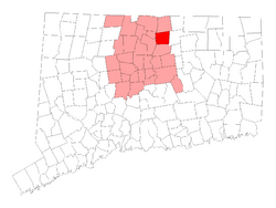 East Windsor's location in Hartford County, Connecticut