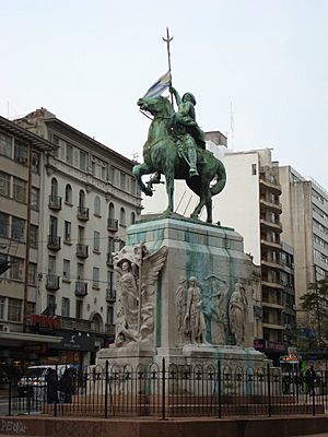 The El Gaucho monument, a national symbol, at the West entrance of Cordón, on 18 de Julio Av.