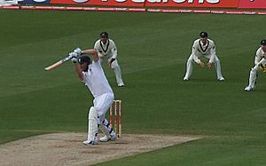 Flintoff batting in the 2009 Ashes at Cardiff