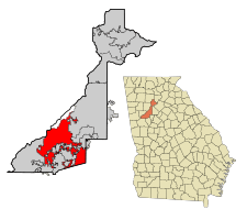Location in Fulton County and the state of Georgia