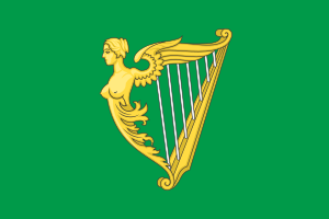 Green harp flag of Ireland