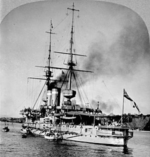 HMS Albemarle at the Quebec Tercentenary 1908 LAC 3399807