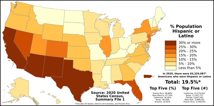 Hispanic and Latino Americans by state