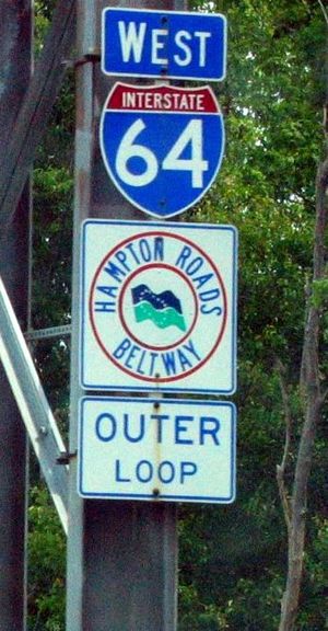I-64 sign, Hampton Roads