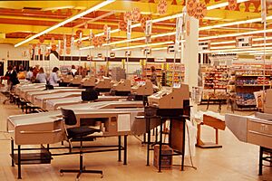 Interior of Morrisons, Merrion Centre, Leeds in the 1970s