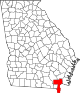 State map highlighting Charlton County