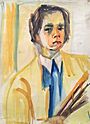 Mary HABSCH (1931), autoportrait (vers 1955), aquarelle, 71,5x52 cm