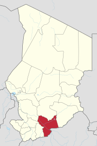Map of Chad showing Moyen-Chari.