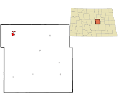 Location of Harvey, North Dakota