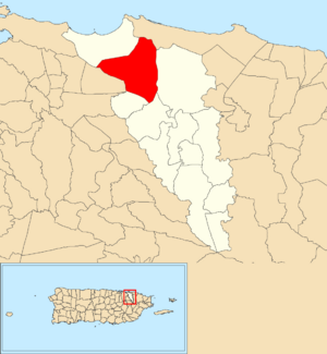 Location of Sabana Abajo within the municipality of Carolina shown in red