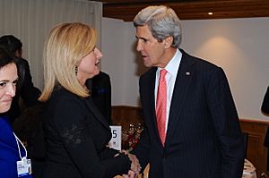 Secretary Kerry Speaks With Arianna Huffington in Davos (12116829874)