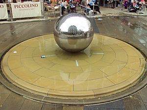 Stainless steel sphere, Millennium Square, Sheffield - DSC07479