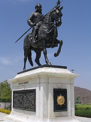 Statue of Maharana Pratap of Mewar, commemorating the Battle of Haldighati, City Palace, Udaipur