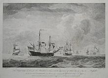 The King George disabled, and other Privateers in chase, with the Appearance of His Majesty's Ship the Russell at the time the Dartmouth was blown up, engaging the Gloriosa Octr 9th 1748