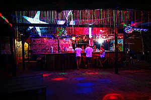 Three customers at a bar