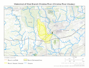 Watershed of West Branch Christina River (Christina River tributary)