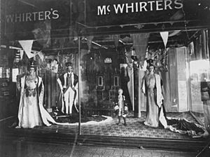 Window display in McWhirters department store in Fortitude Valley Brisbane to celebrate King George V's ascension to the throne in 1910