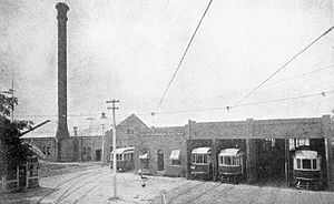 1899 view of Akron, Bedford and Cleveland Railroad shops at Cuyahoga Falls (cropped)