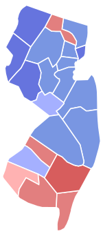 1910 New Jersey gubernatorial election results map by county