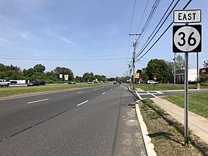 2018-05-25 13 54 08 View east along New Jersey State Route 36 at New Jersey State Route 71 (Monmouth Road) in West Long Branch, Monmouth County, New Jersey