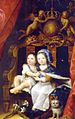 A young King Louis XIV of France (wearing Fleur-de-lis) sitting on a throne with his brother Philippe, Duke of Orléans