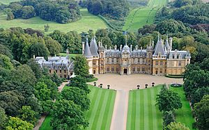 Aerial view of Waddesdon Manor from the north